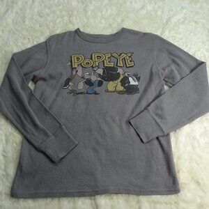 Popeye The Sailor Man Gray Thermal Shirt Medium